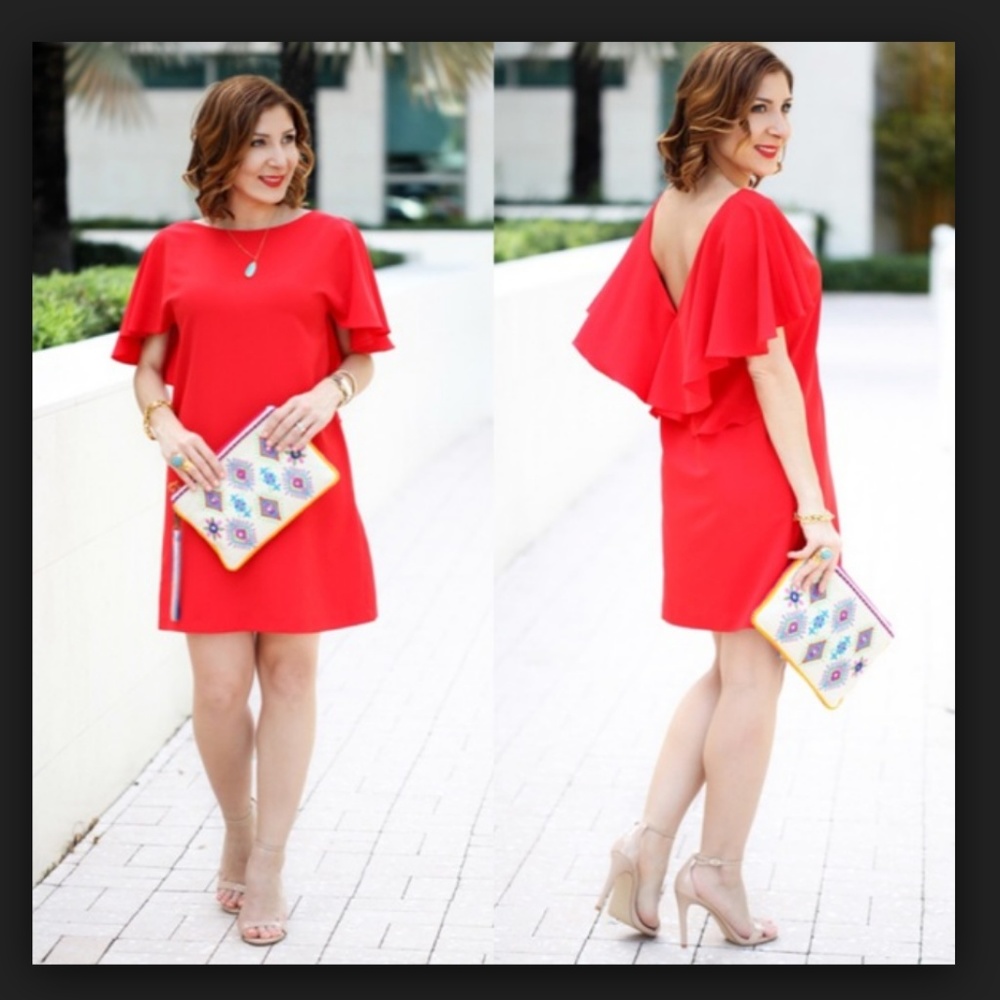 Zara Red Shift Low Back Short Ruffle Dress